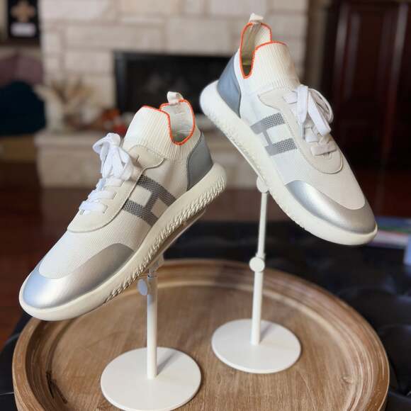 Hermès Crew Sneakers White Knit Fabric - Picture 1 of 5